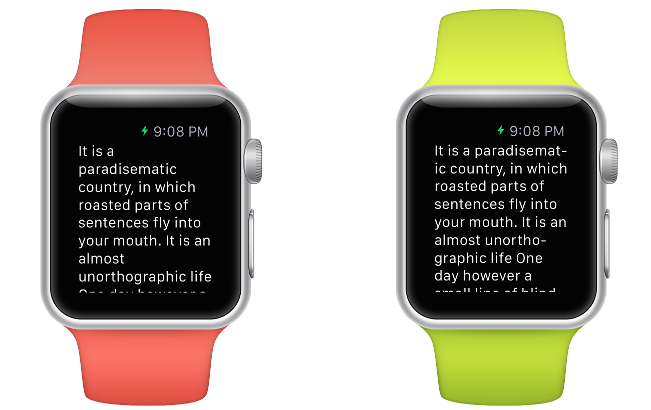 Unhyphenated and hyphenated WatchKit labels